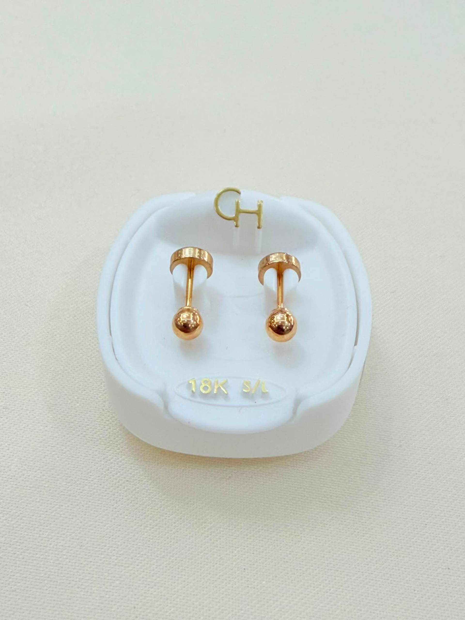 Aros abridores CH de oro 18K bolita modelo 01