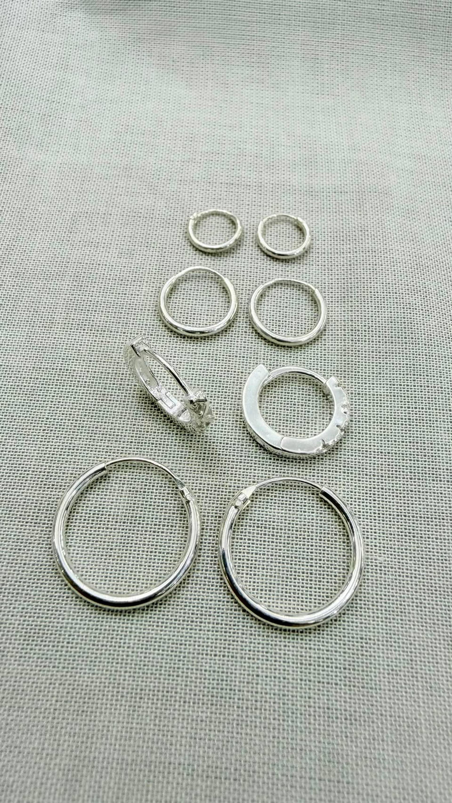 Set de Argollas de Plata Minimalistas