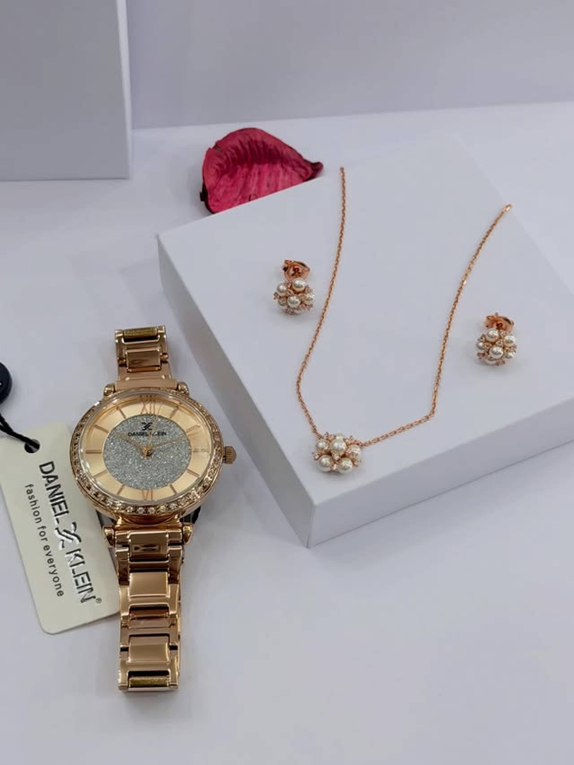 Juego de plata bañados en oro rosa Reloj Daniel KLEIN