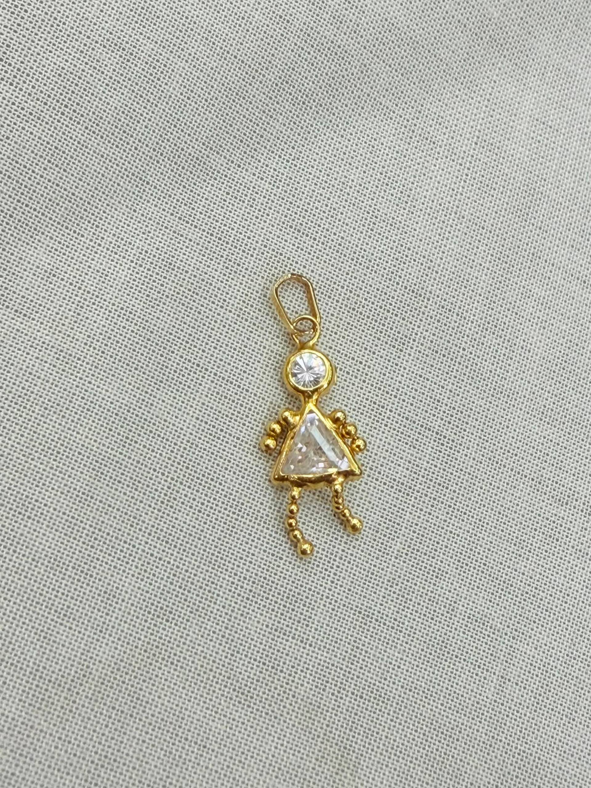 Dije Niña Cristal Central Oro 18K