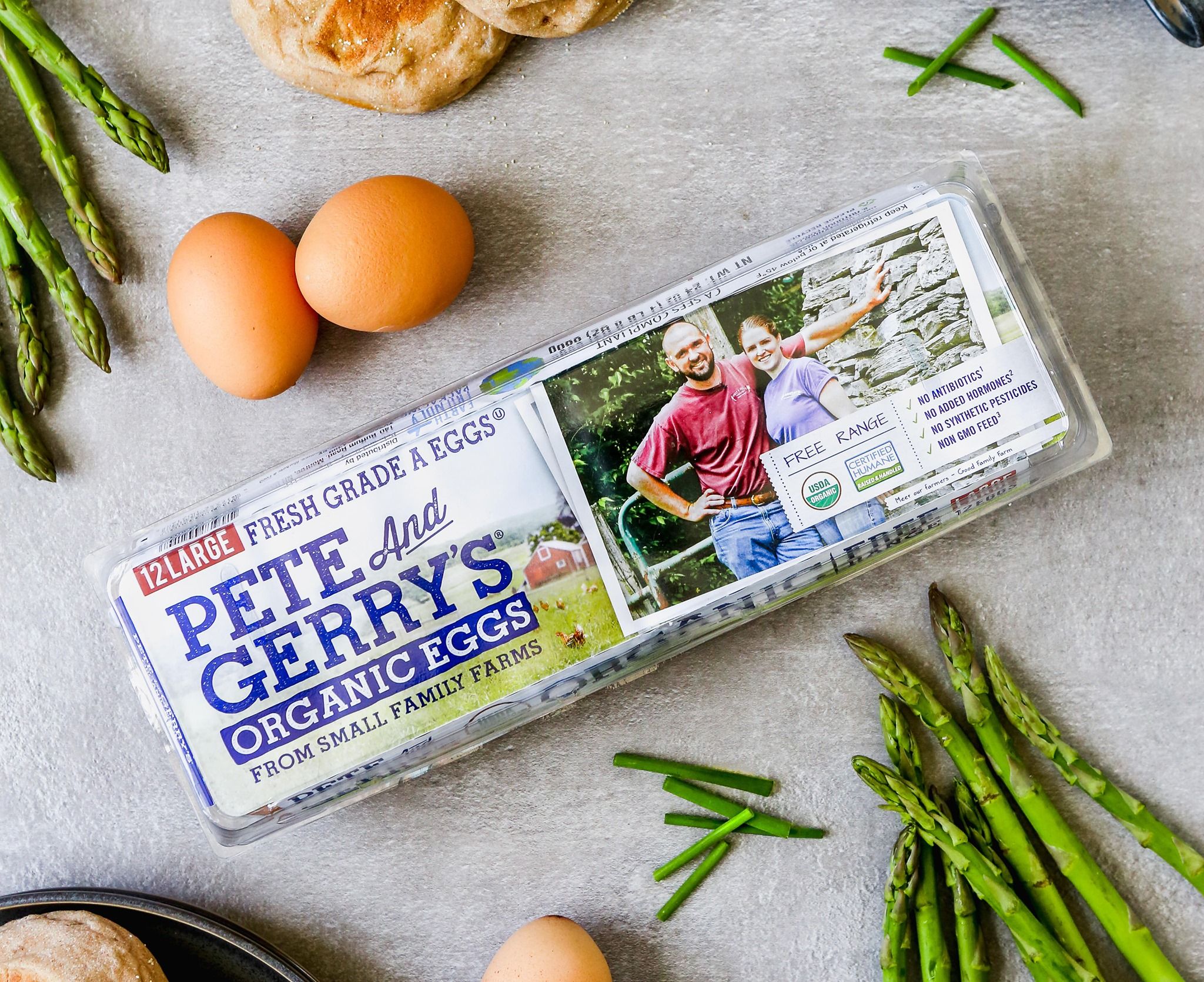 Eggs; Pete and Gerry's; Asparagus; Farmer
