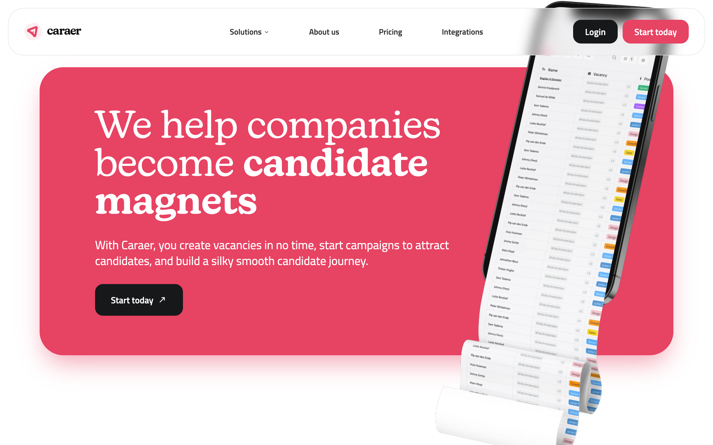 Homepage van Caraer