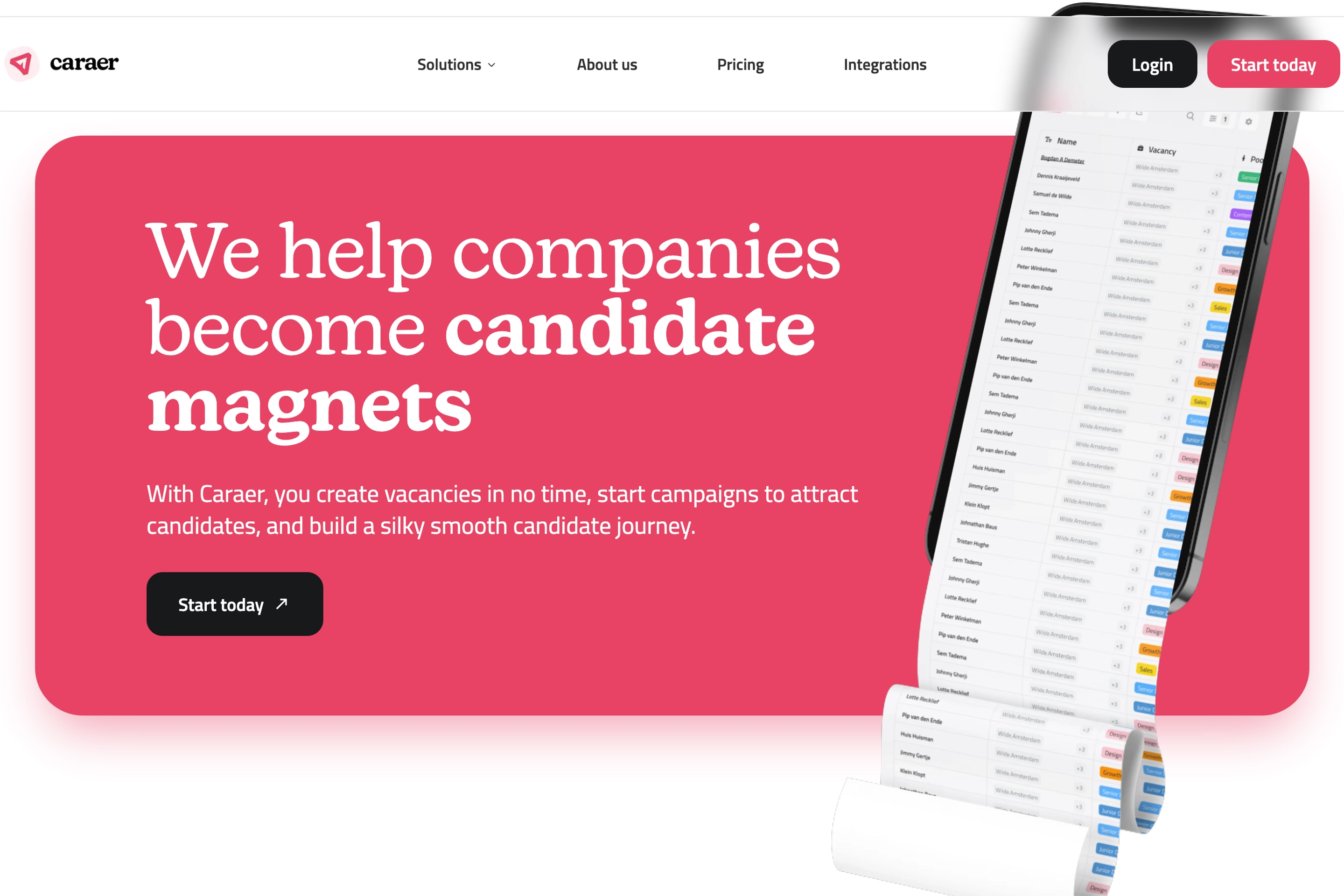 Homepage van Caraer