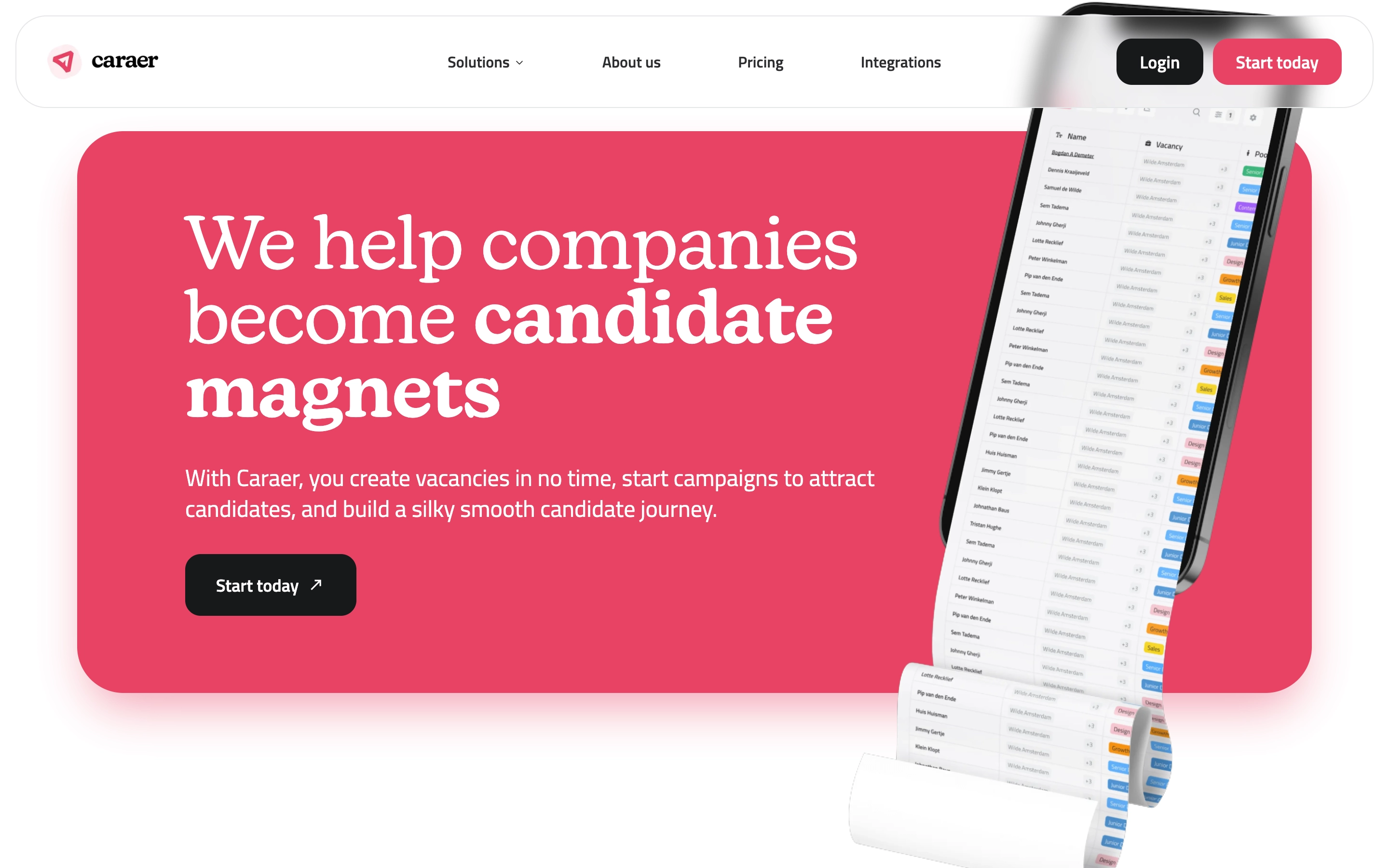 Homepage van Caraer
