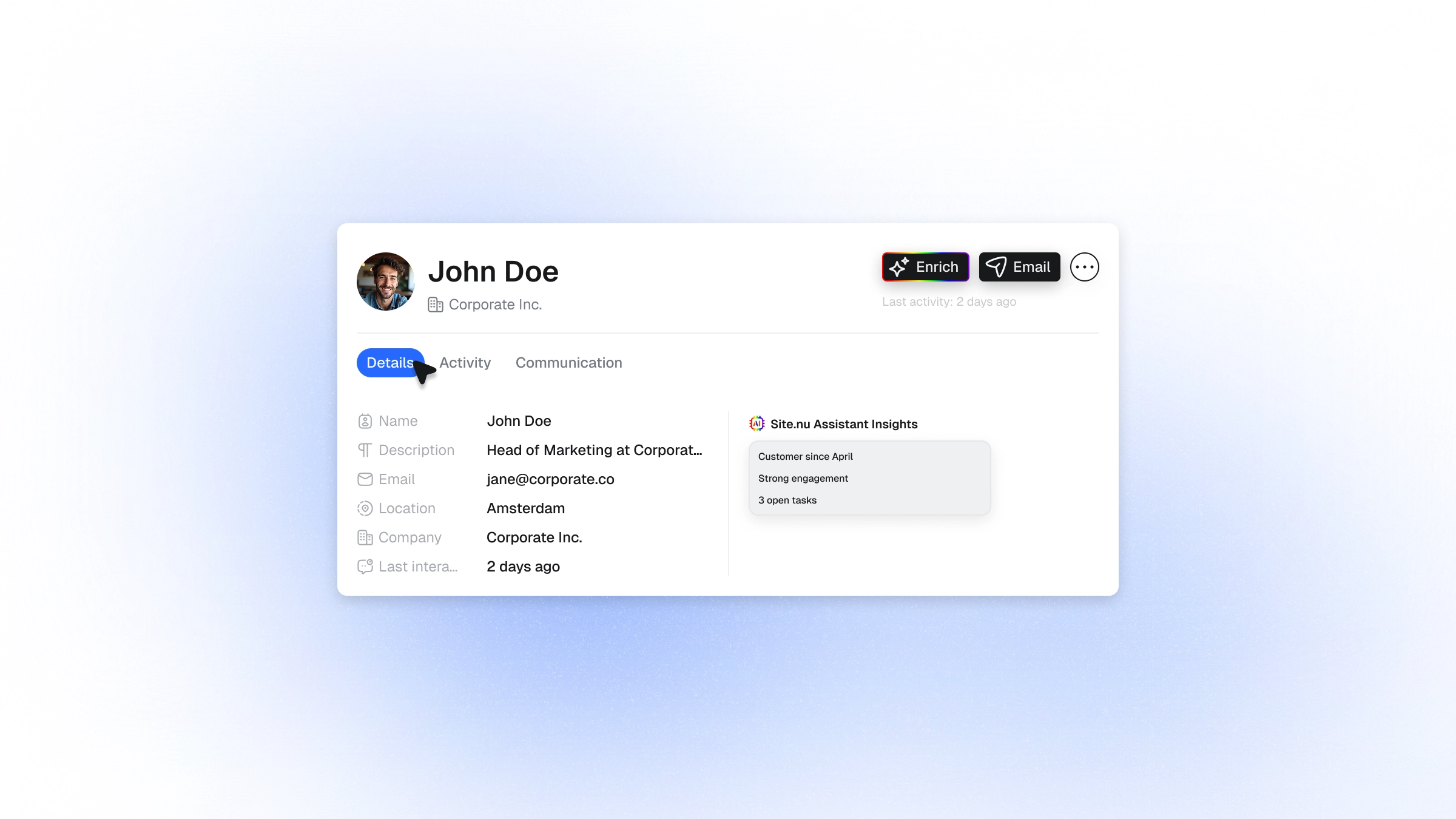 Digitale website en platforminterface van Site.nu