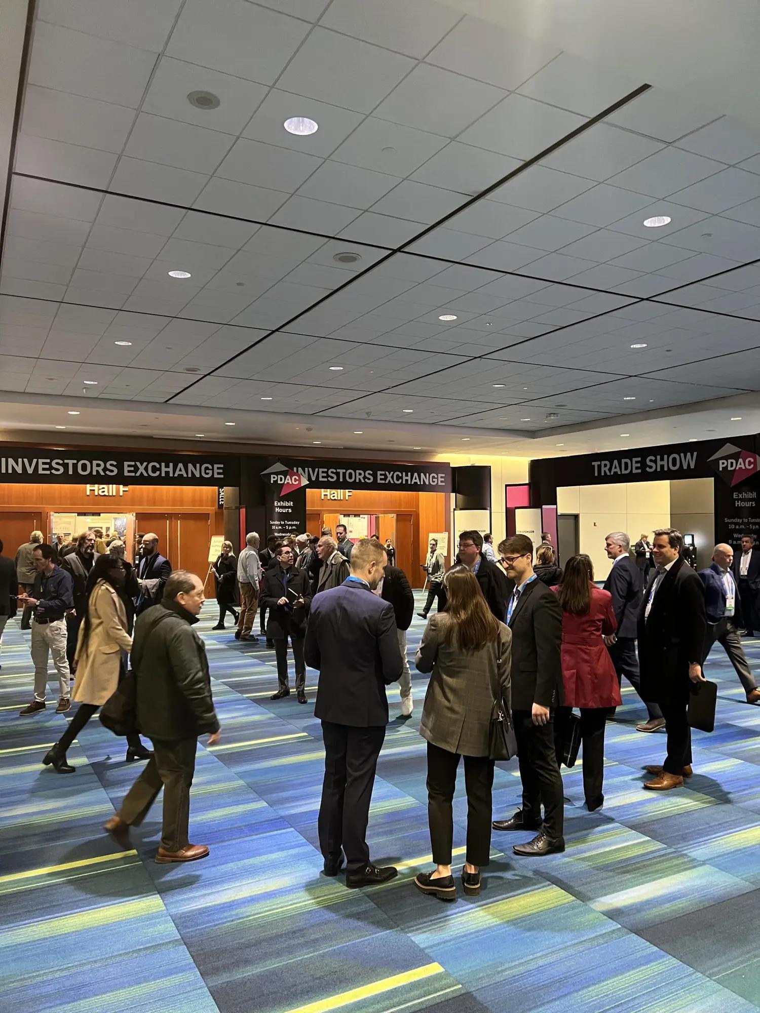 Delegates outside the Investors Exchange hall at the PDAC convention in Toronto.