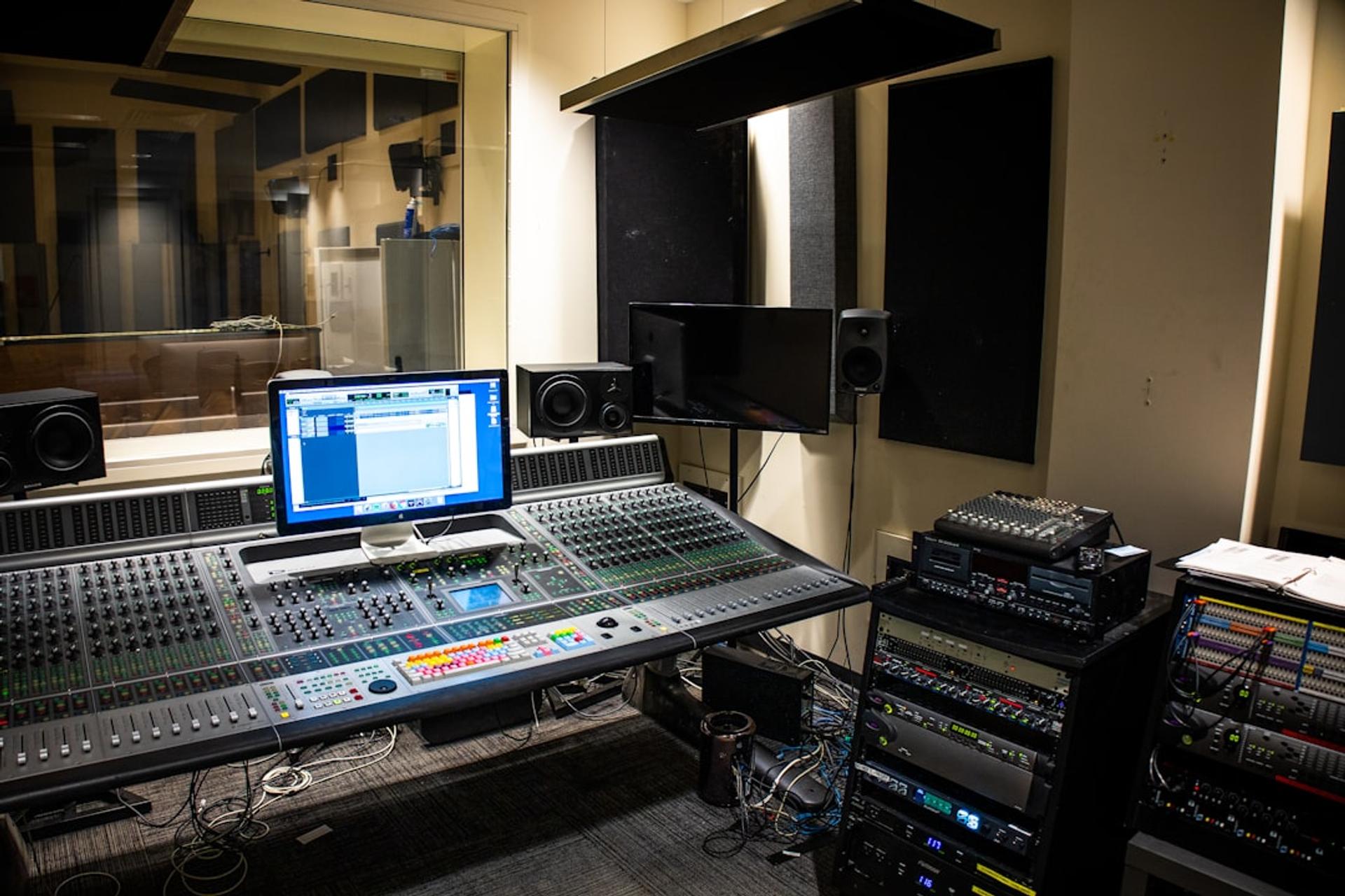 Post-production color grading suite for premium commercial video