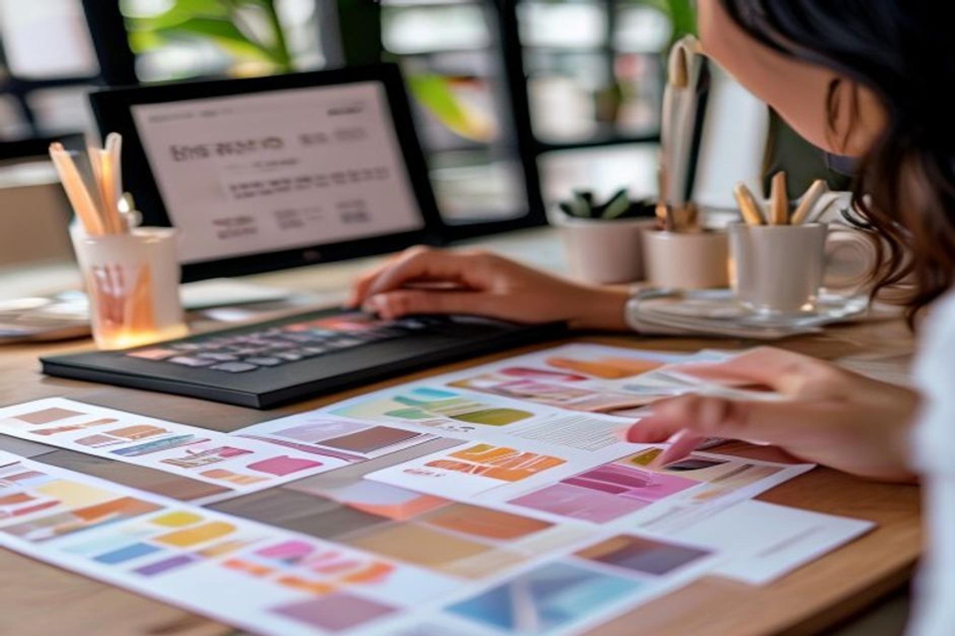 Tim jasa creative agency Indonesia mereview moodboard identitas brand beauty di studio
