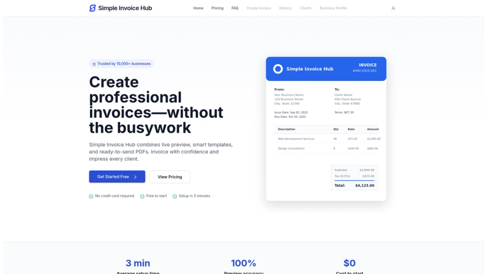 Simple Invoice Hub screenshot