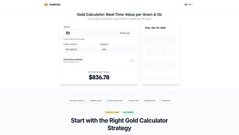 GoldCalc screenshot