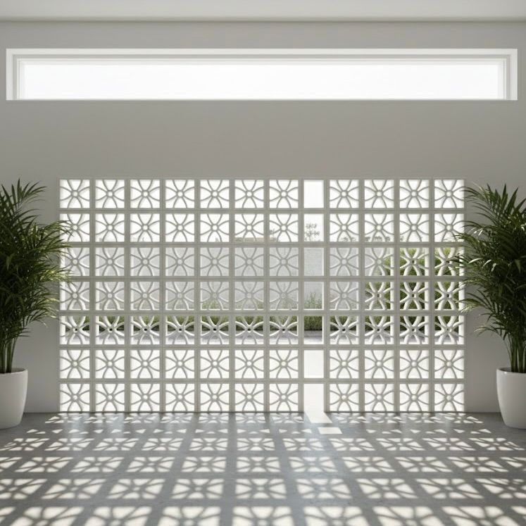 Concrete Breeze Block Petal Jali Block Flexible Brick Tile & Exposed Terracotta Panel - UrbanClay India