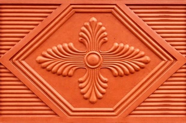 Designer Clay Celing Tile Clay Ceiling Tile (Flower Pattern) Flexible Brick Tile & Exposed Terracotta Panel - UrbanClay India