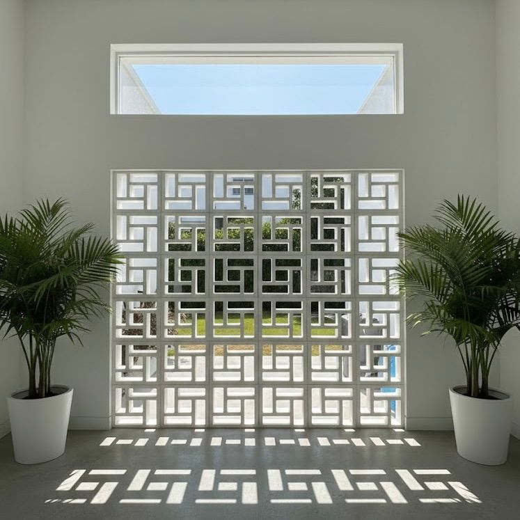 Concrete Breeze Block Swastik Jali Block Flexible Brick Tile & Exposed Terracotta Panel - UrbanClay India