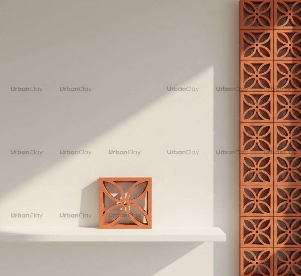 Clay Breeze Blocks Clay Amber Jaali Flexible Brick Tile & Exposed Terracotta Panel - UrbanClay India