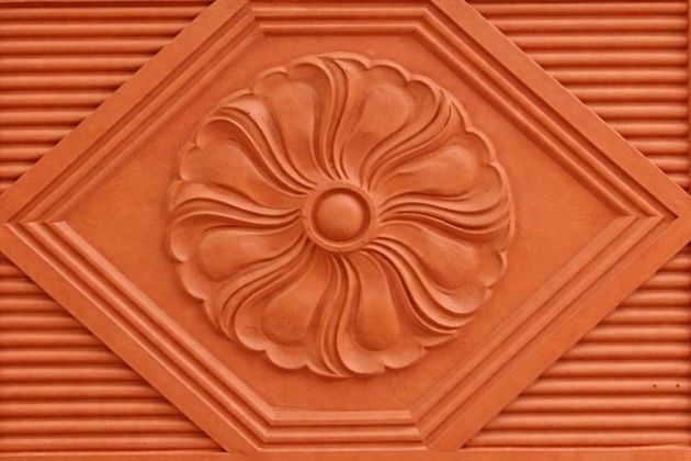 Designer Clay Celing Tile Clay Ceiling Tile (Floral Design) Flexible Brick Tile & Exposed Terracotta Panel - UrbanClay India
