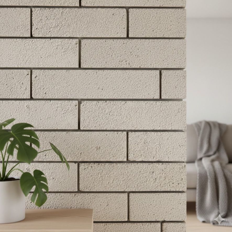 Precision Press™ - Textured Sandstone Cream Brick Tile Flexible Brick Tile & Exposed Terracotta Panel - UrbanClay India