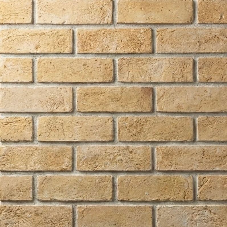 Handmade Series Single Tone Stock Buff Brick Tile Flexible Brick Tile & Exposed Terracotta Panel - UrbanClay India