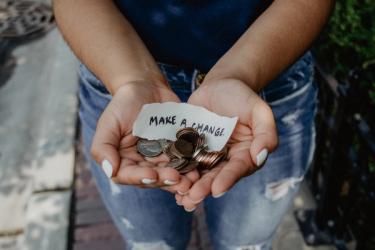 Coins in hands