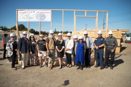 Guests at the Lightfighter Village wall-raising ceremony, November 2023
