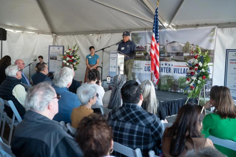 The Lightfighter Village wall raising at Fort Ord
