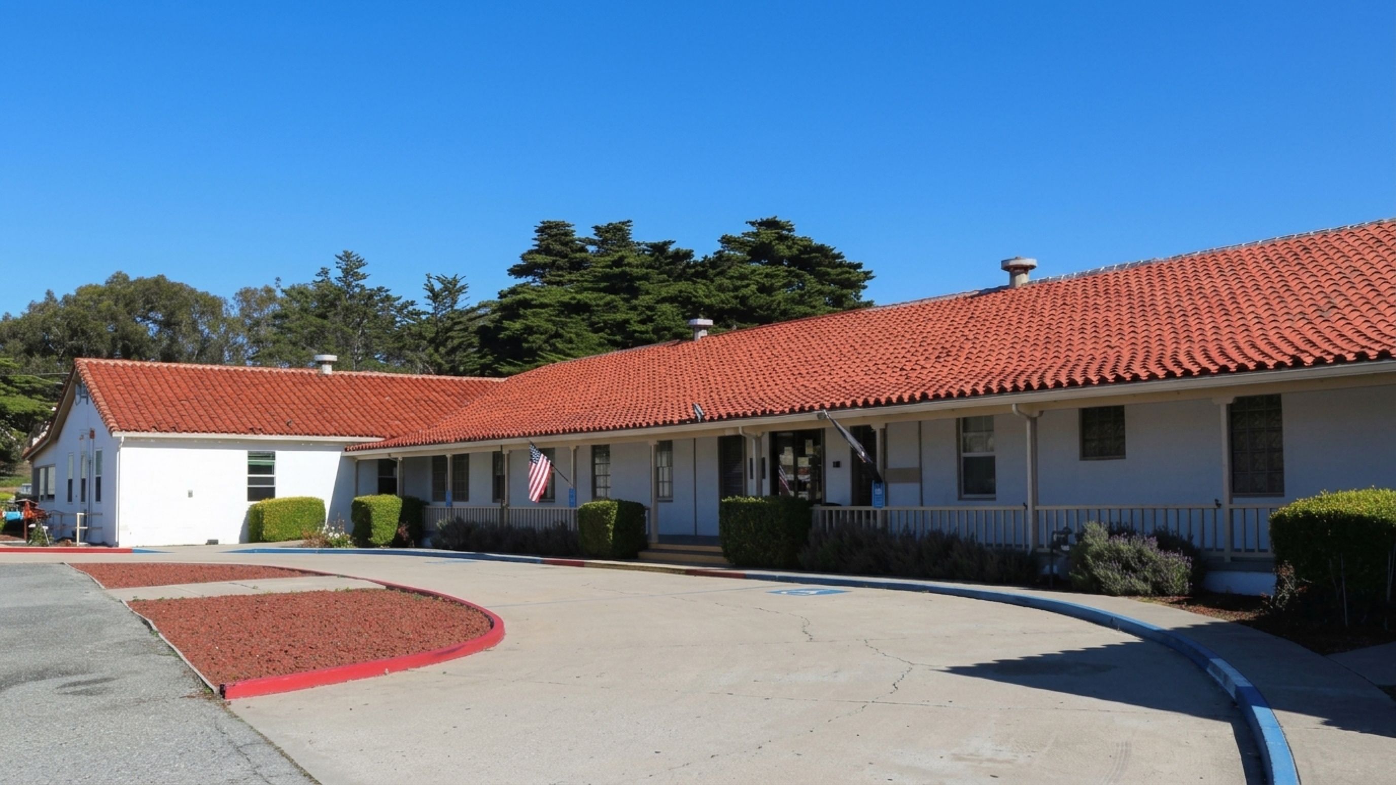 The Veterans Transition Center's main building on the historic Fort Ord campus in Marina, California