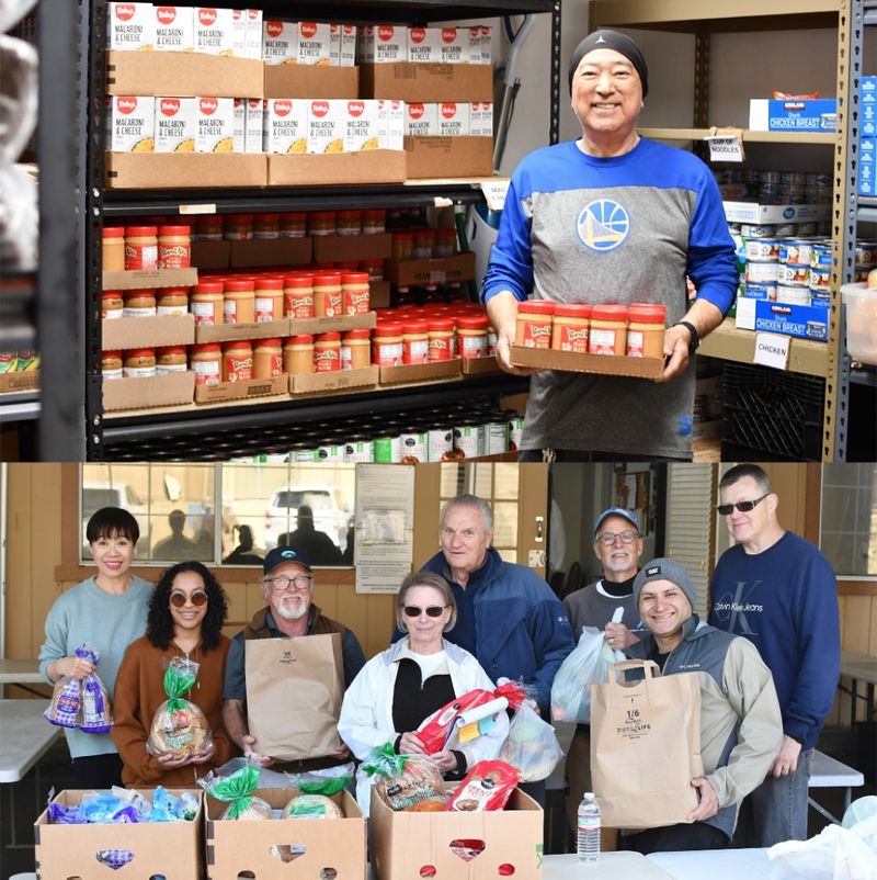 VTC volunteers preparing grocery bags