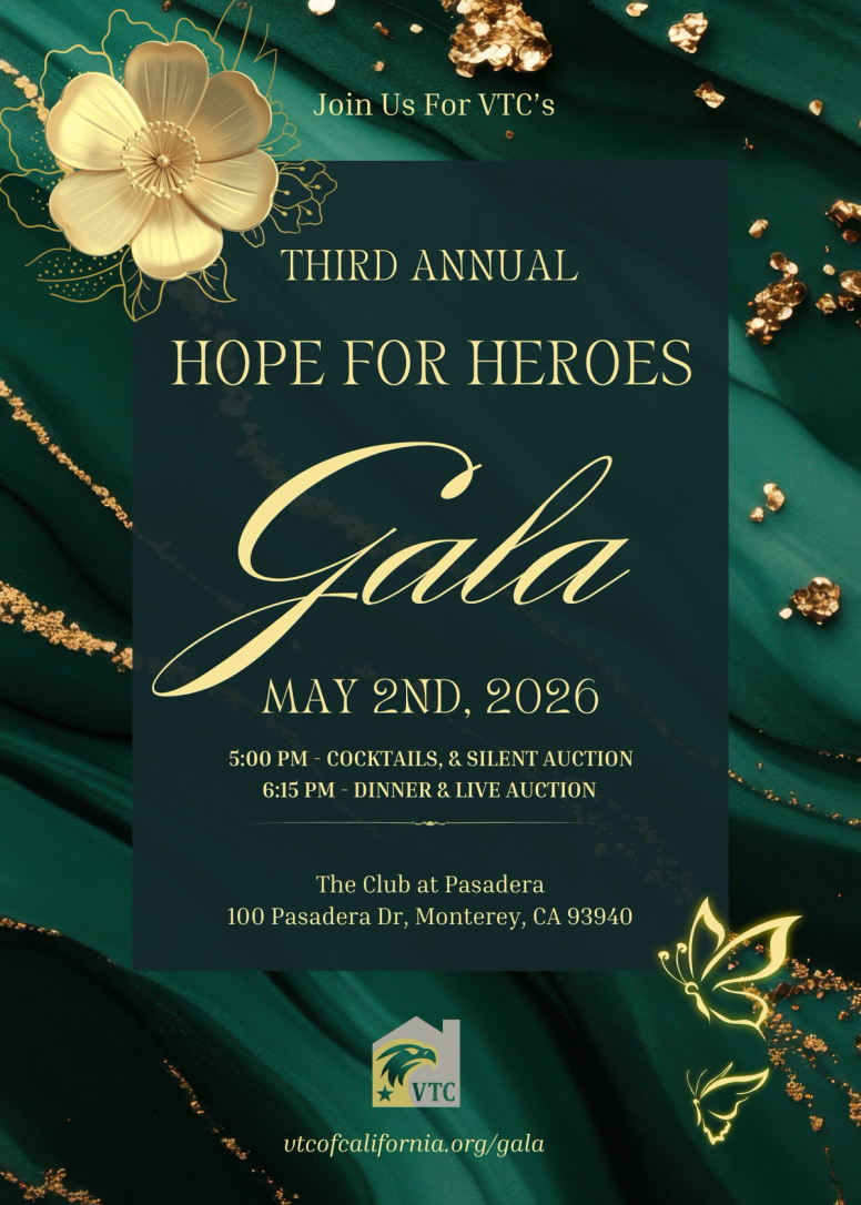 The full 3rd Annual Hope for Heroes Gala invitation, showing the evening schedule and The Club at Pasadera address