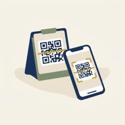 Illustration of a smartphone scanning a QR code on a menu stand