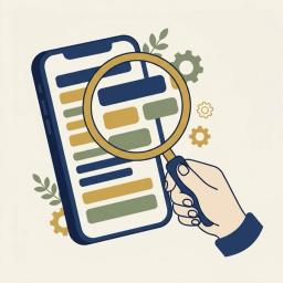 Illustration of a magnifying glass making phone text appear larger