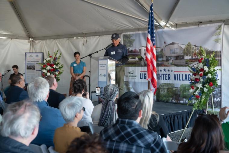 The Lightfighter Village wall raising at Fort Ord