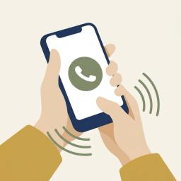 Illustration of hands holding a phone with a large green call button