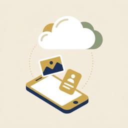Illustration of photos and contacts floating up into a cloud