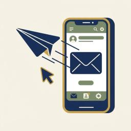 Illustration of an envelope gliding into a smartphone screen