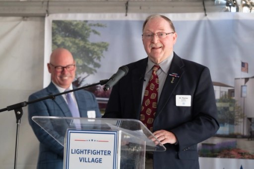 The Lightfighter Village wall raising at Fort Ord