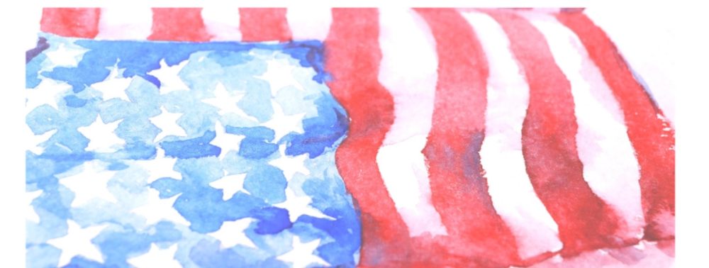 Watercolor painting of the American flag