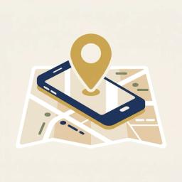 Illustration of a smartphone on a map with a location pin