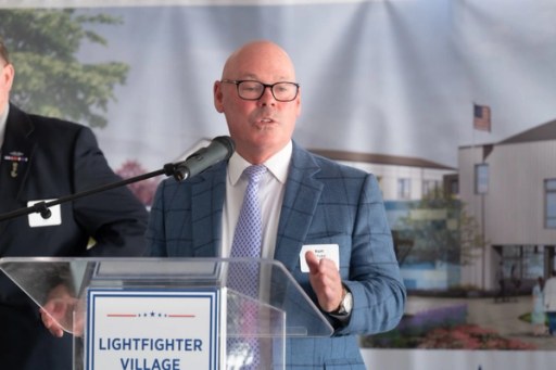 The Lightfighter Village wall raising at Fort Ord