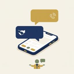 Illustration of chat bubbles rising from a smartphone
