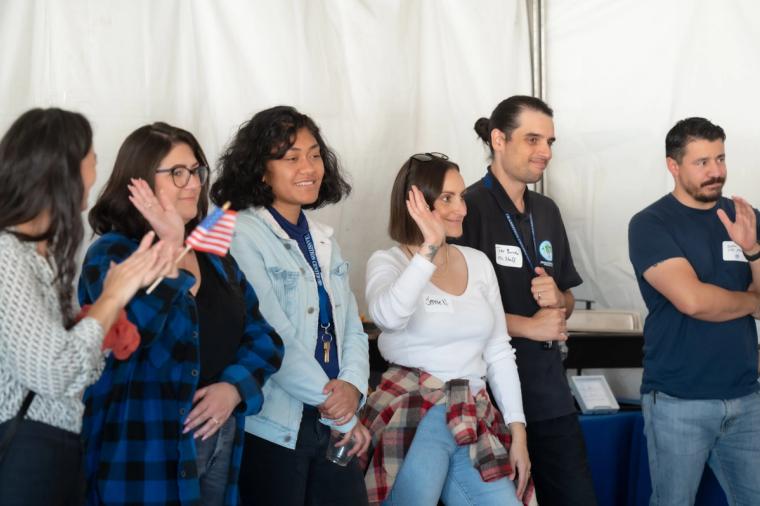 Guests at the Lightfighter Village wall-raising ceremony, November 2023