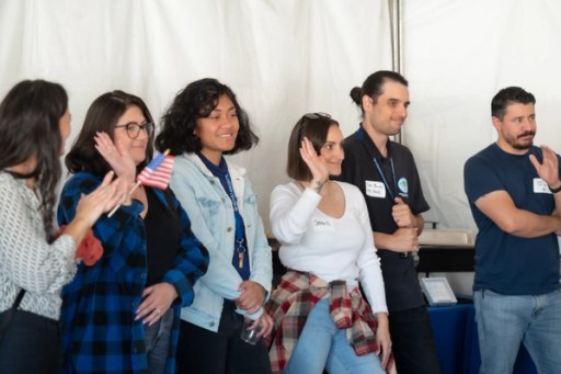 Guests at the Lightfighter Village wall-raising ceremony, November 2023