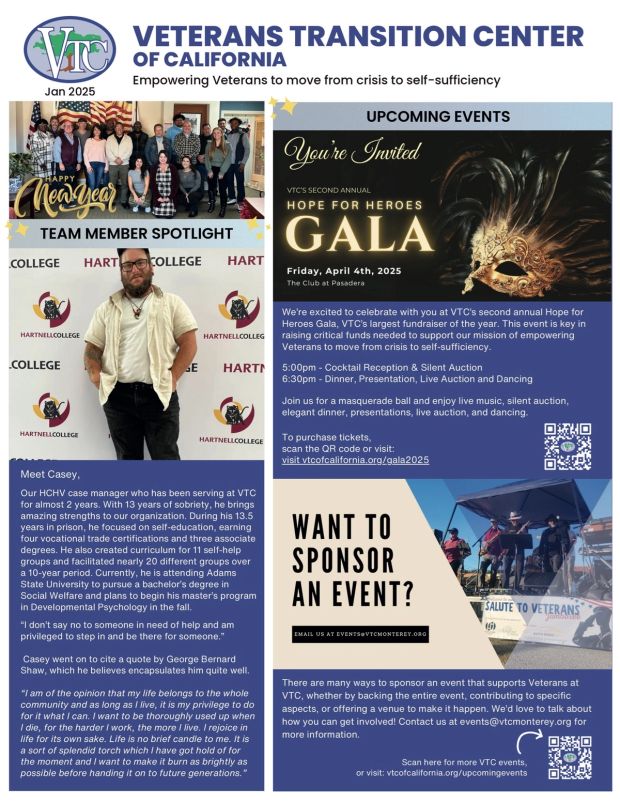 First page of the January 2025 VTC newsletter
