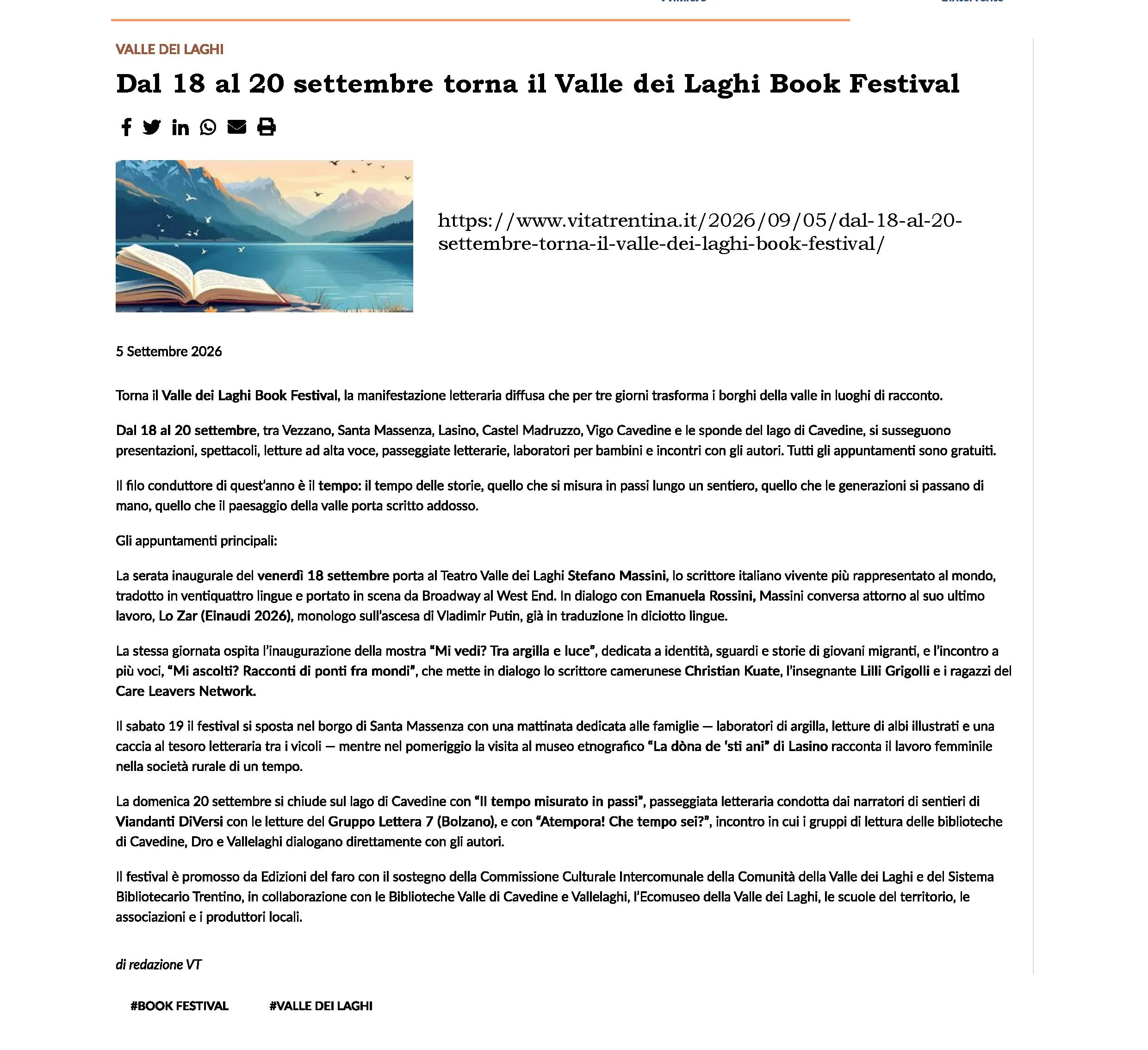 Vita Trentina online 5 settembre 2026