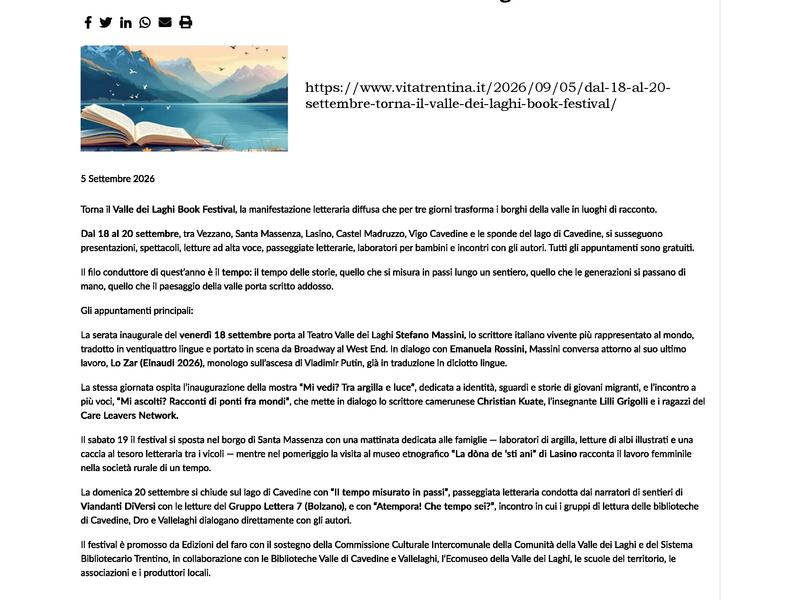 Vita Trentina online 5 settembre 2026