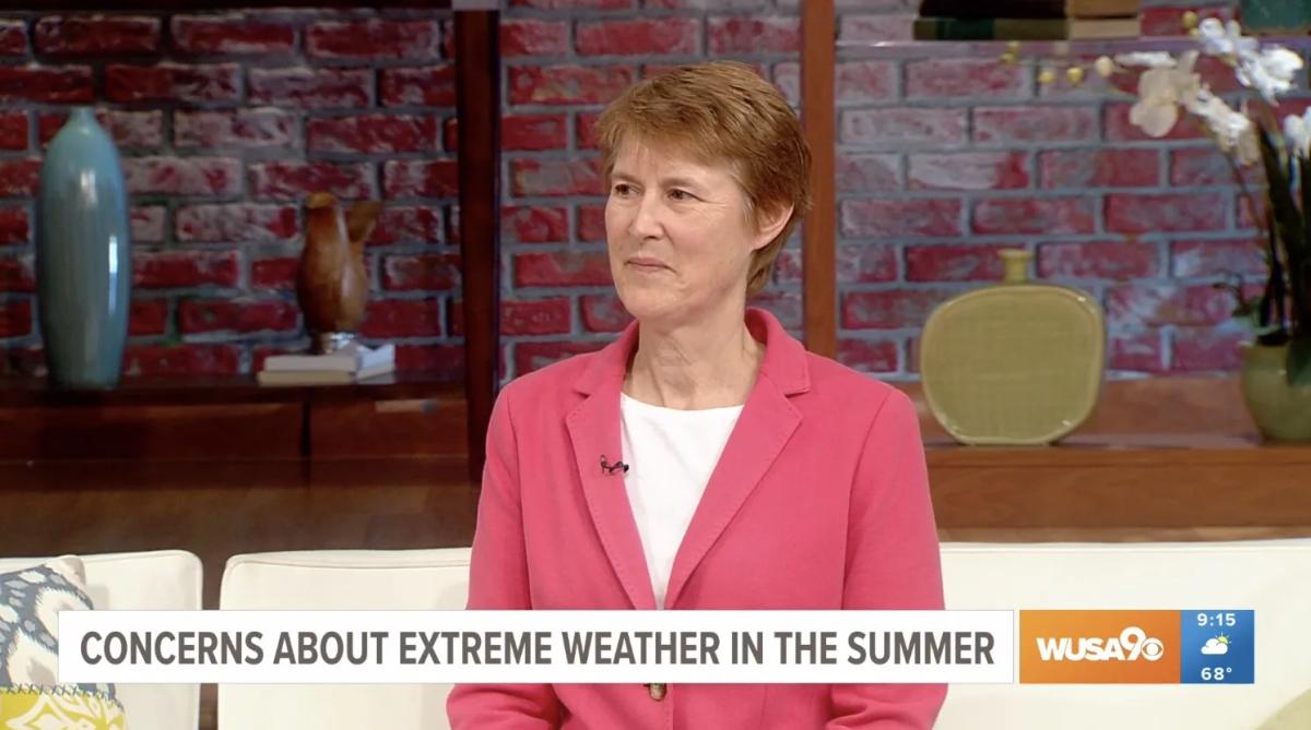 Union of Concerned Scientists expert being interviewed on WUSA9 morning news about extreme summer weather, the "Danger Season" frame translating climate risk into real-time lived experience.
