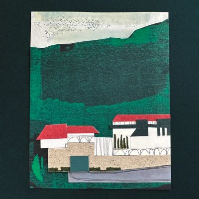 Villa, with a mountain in the background