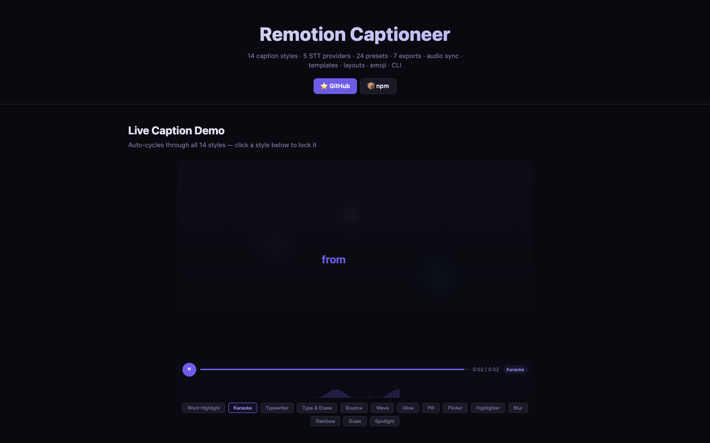 Remotion Captioneer