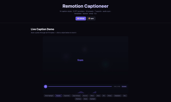 Remotion Captioneer
