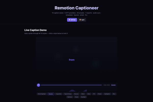 Remotion Captioneer