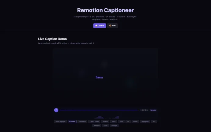 Remotion Captioneer