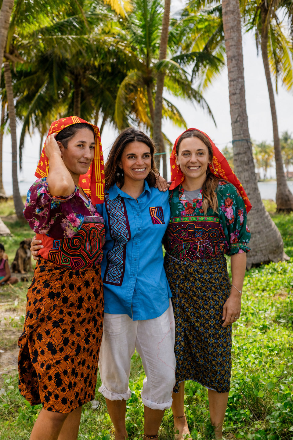 Participantes del taller de molas junto a la coordinadora.